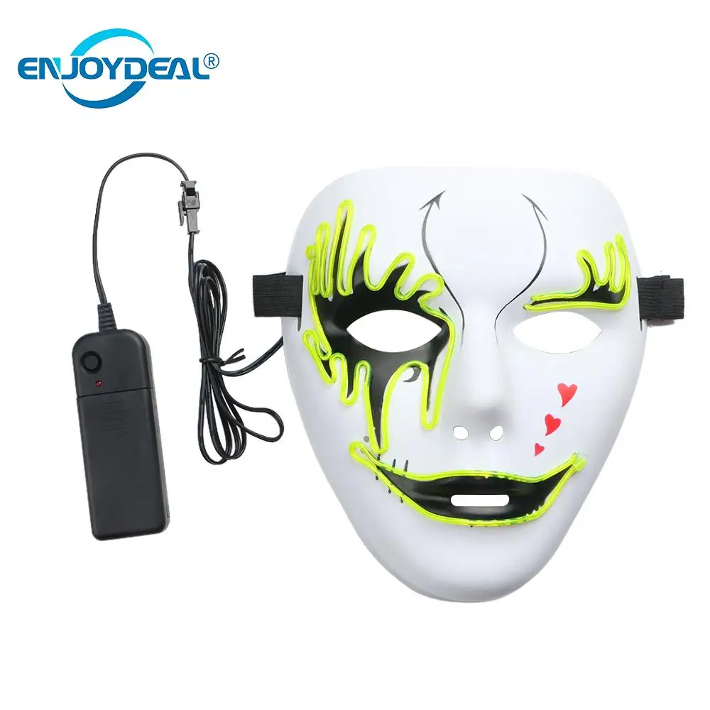 

Three Light Modes EL Mask Wire Glowing Halloween Luminous Mask LED Light Up Masks theme Cosplay Masquerade Dancing Party pub