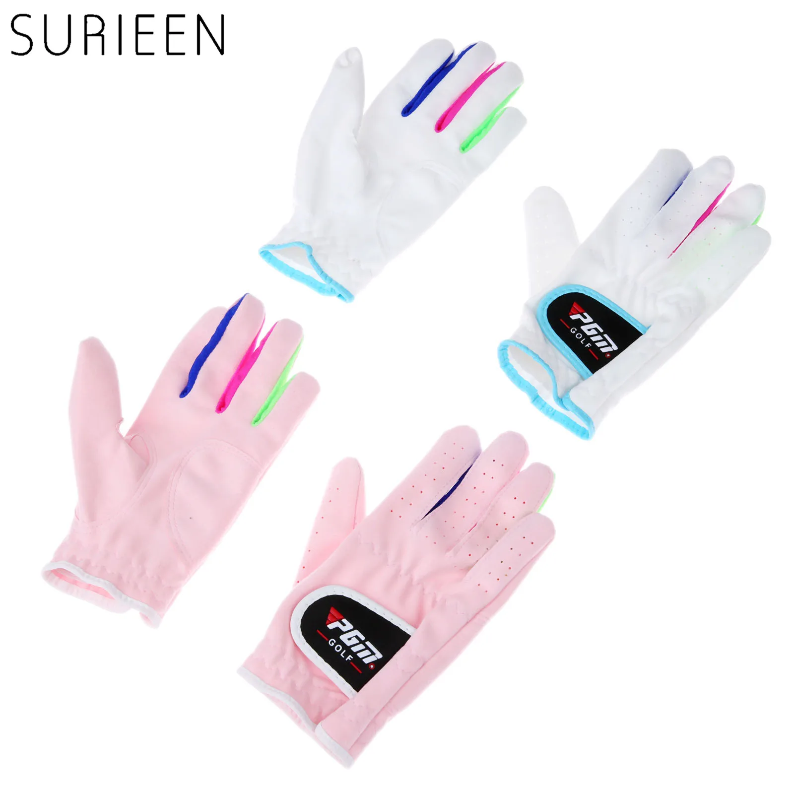 SURIEEN 1 Pair Children Kids Outdoor Sport Golf Gloves High Quality Microfiber Cloth Breathable Anti-slipping Gloves 14 15 16 17