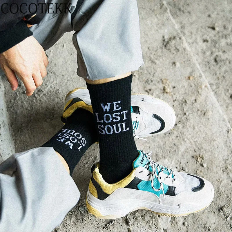 

New Fashion Brand Combed Cotton Skateboard Hip Hop Harajuku Long Men Socks Novelty Letter Street Cool Casual Crew Socks Men Gift