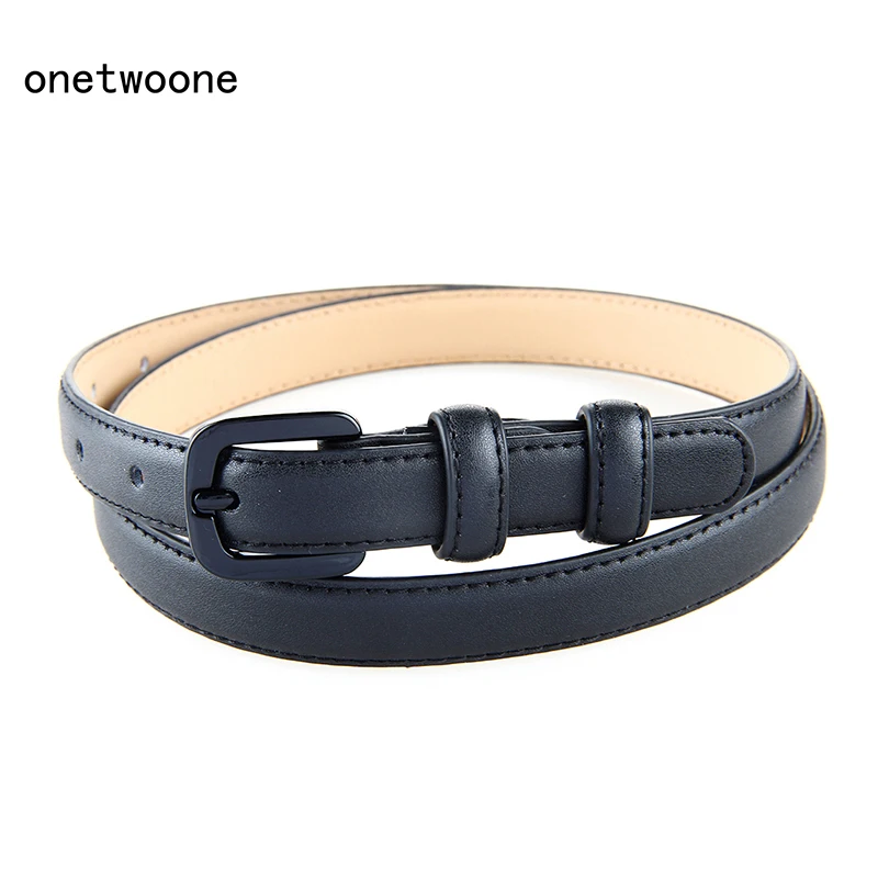 High Fashion Genuine Leather Slim Belts For Ladies Pretty Luxury Designer Pin Buckle Belt Black Red White Brown Woman Thin Belt