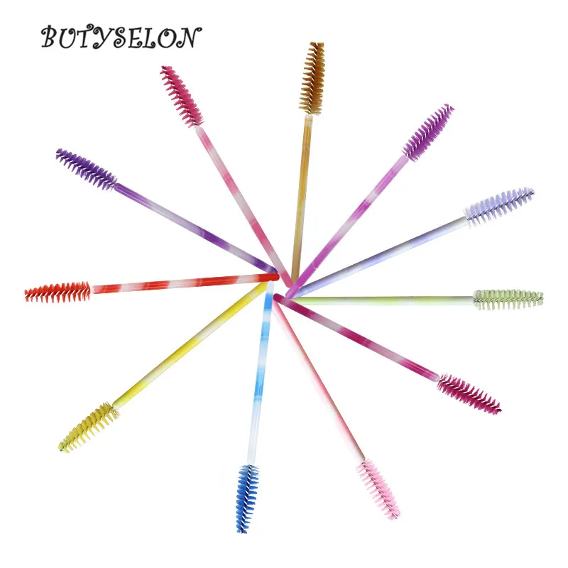 Pinceaux de maquillage à cils jetables, baguettes de Mascara arc-en-ciel, applicateur, outil cosmétique, peigne à sourcils, fournitures d'extension de cils, 100 pièces