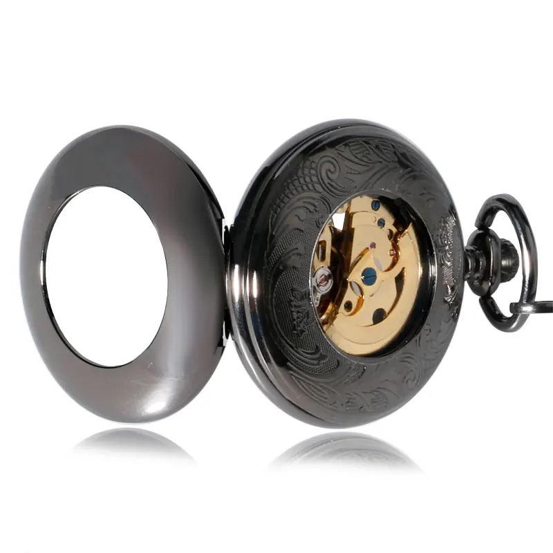 Reloj de bolsillo Steampunk para mujer, colgante de caja lisa, Vintage, mecánico automático, regalos de navidad