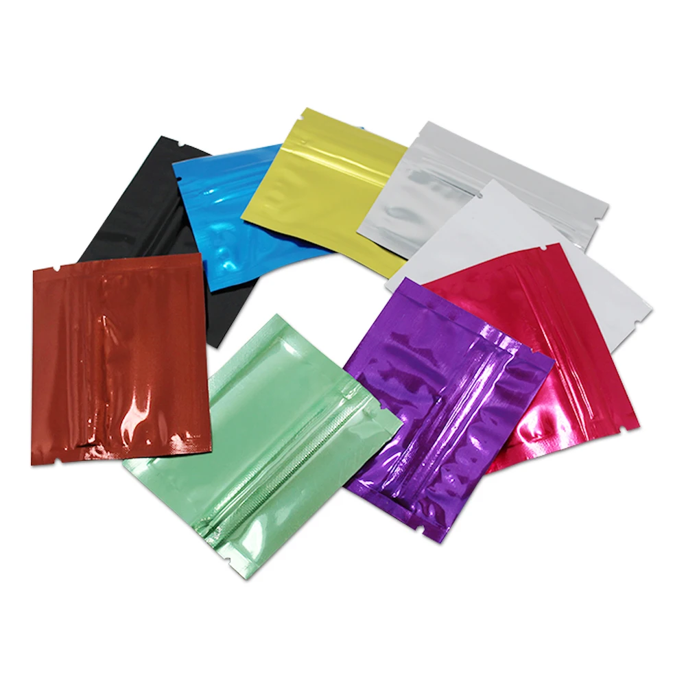 

300Pcs/Lot 7.5x6cm Aluminum Foil Zip Lock Self Seal Packaging Bags Food Storage Ziplock Pouches Resealable Food Packing Bag