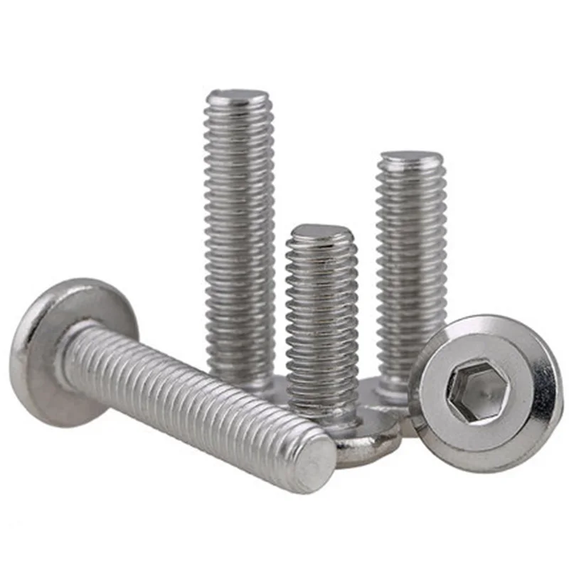 5pcs M6 304 Stainless steel Flat round head hex Furniture screw Oblique large flats socket heads cap screws Flange bolt 8mm-50mm