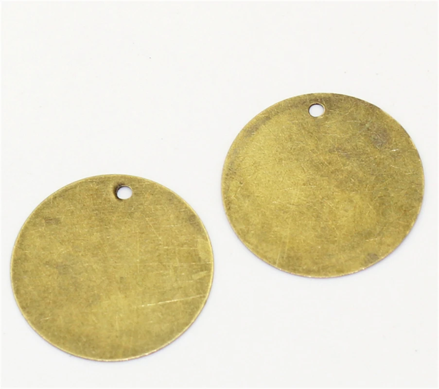 DoreenBeads 200PCs Blank Stamping Tags Pendants Charm Round Antique Bronze Handmade Pendants 20mm Dia,for DIY Jewelry Making