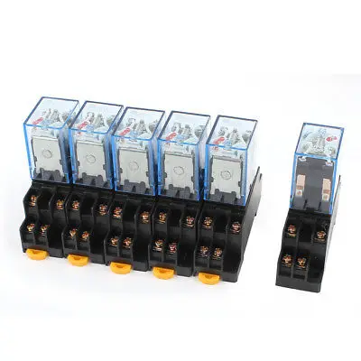 

6 Pcs AC 110/120V Coil 8Pins DPDT 35mm DIN Rail Electromagnetic Power Relay