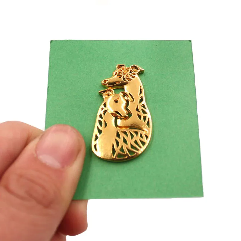 Mdogm Whippet Dog Couple Animal Brooches And Pins  Suit Cute Funny Metal Small Father Collar Badges Gift For Male Men B066