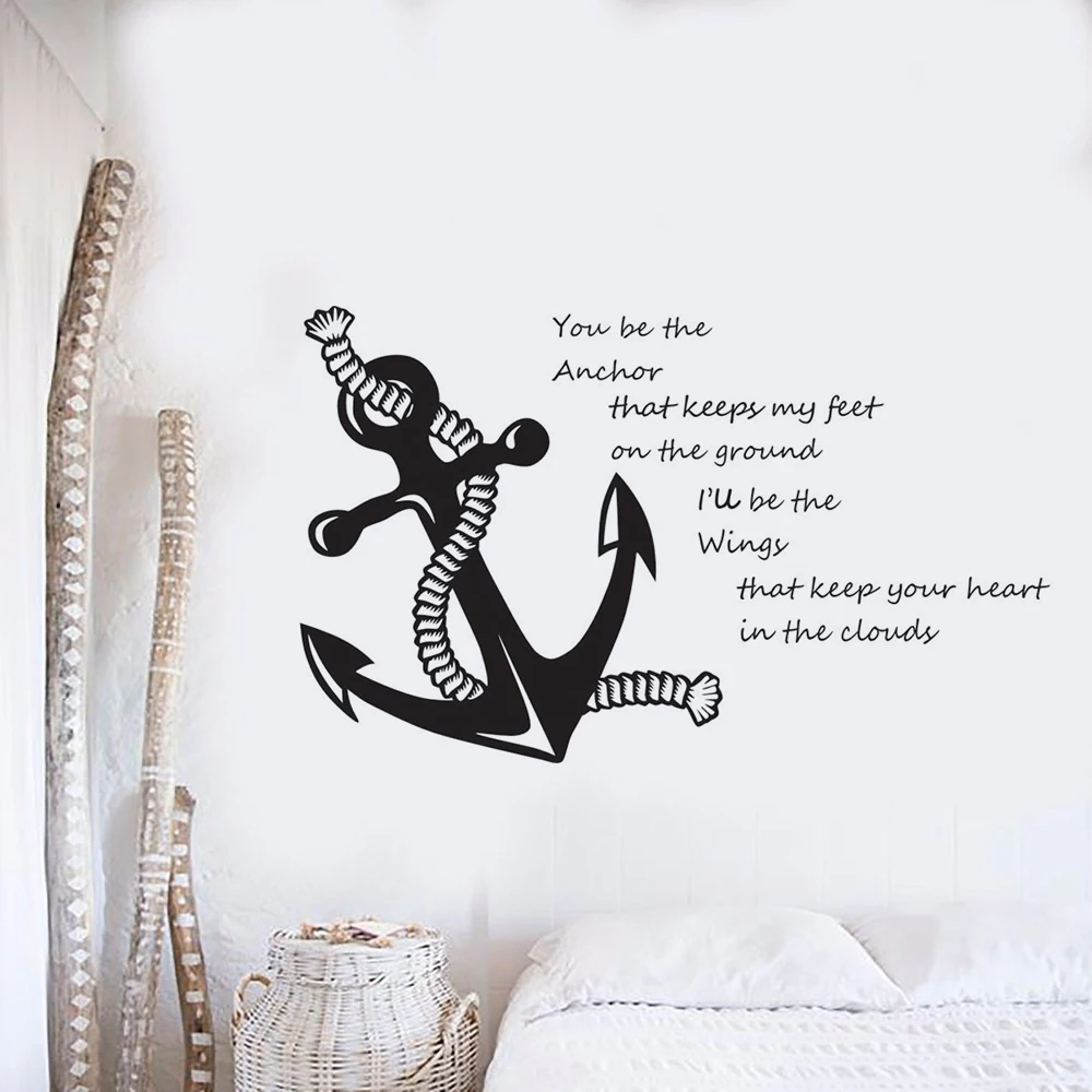 You Are My Anchor Quote Wall Decals Nautical Theme Home Decoration Sailing Anchor Wall Sticker Removable Vinyl Sea Poster AZ475