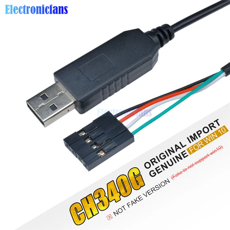 CH340 USB para TTL Serial Download Cable, CH340G, 1m, Converter Adaptador de Fio, Compatível com Win 7, 8, 10, Arduino Raspberry Pi, Original