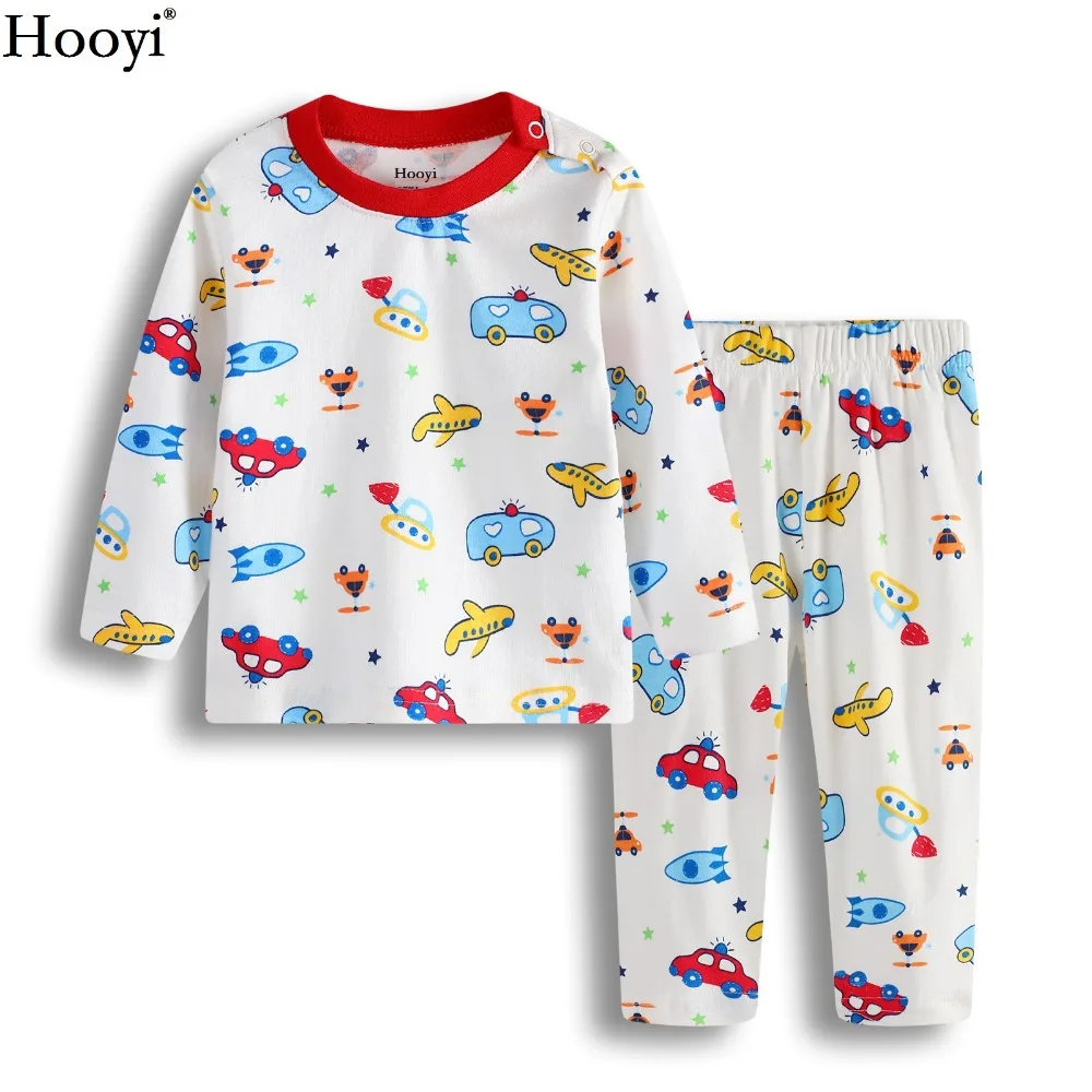 Hooyi Fashion Baby Boys Pajamas Clothes Set Newborn Jumpsuist Baby Sleepwear 100% Cotton Cartoon Planes Bebe Clothing Hot Sale