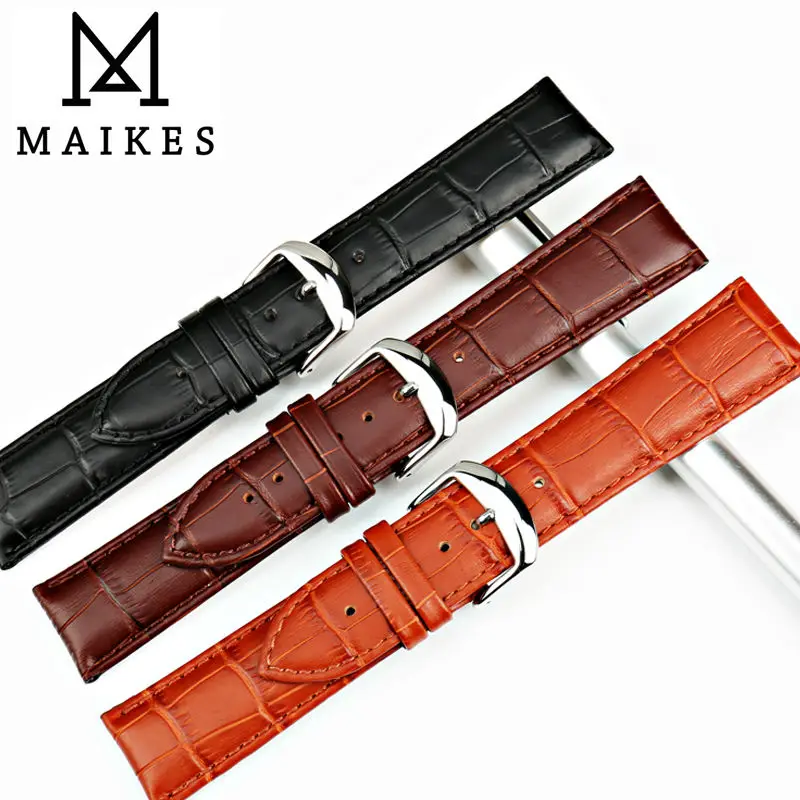 MAIKES New Watch Band 18 19 20 22 24mm Watchband Genuine Leather Watch Strap Black Watch Bracelet Watch Accessories for Tissot