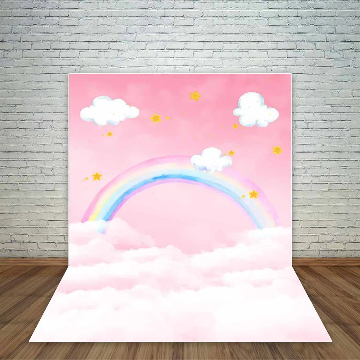Allenjoy 사진 작가 배경 사진 photocall 핑크 구름 무지개 작은 노란색 스타 만화 요정 배경 사진