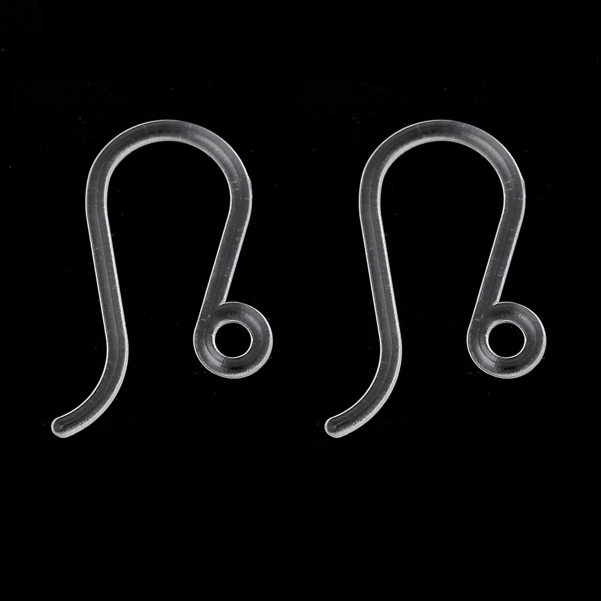 8Seasons Plastic Ear Wire Hooks Earring Findings Transparent W/ Loop DIY Jewelry 17mm x 8mm, Post/ Wire Size: (21 gauge), 20 PCs