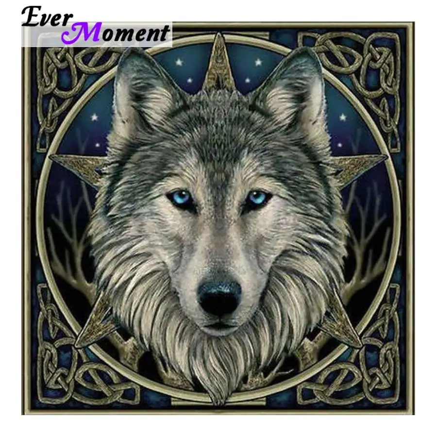 

Ever Moment 5D Rhinestone Art Wolf Head Diamond Painting Wild Life Diamantes 3D Mosaic Animal Embroidery Diamond Full ASF877