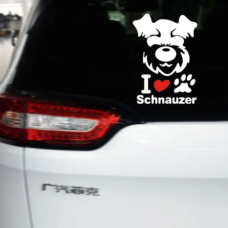 Car Stickers Schnauzer Dog Cute Love Creative Decals For Tail Rear Windshield Auto Tuning Styling 17x12cm D15