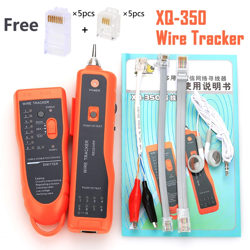 KELUSHI XQ-350 RJ11 RJ45 Cat5 Cat6 Telephone Wire Tracer Toner Ethernet UTP LAN Network Cable Tester Detector Line Finder