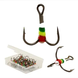 5pcs40pcs Ice Fishing Rainbow Hooks HighCarbon Steel Material Treble Black Fishing Hook Round Folded Saltwater Bass Tackle Tools
