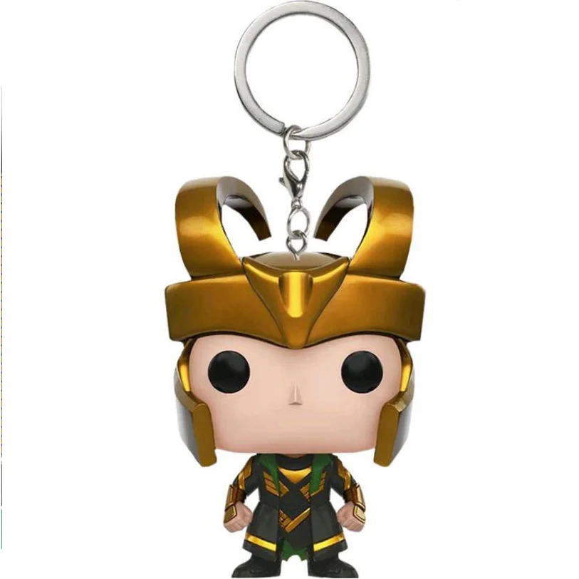 Diseny The Avengers Loki Keychain Action Toys Figure Thor Loki Helmet Figure Children Toy with Box Collection Gifts