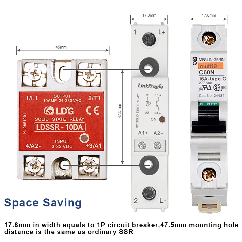 TRD060D10K Din Rail Solid State Relay SSR DC Control DC 10A 1-60VDC Output 5V 12V 24V 32VDC Input Electric Voltage Relay Module