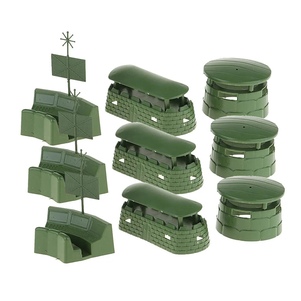 Big Bunkers Radar Models Toy, Soldiers Action Figures, Army Men Acessórios, Cenas de Guerra, Pretend Play Brinquedos para Crianças, 9Pcs