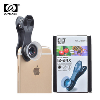 Apexel Mobile Phone Lens 12X Macro 24X Super Macro 2 in 1 Lens Kit  for iPhone 6S 6 Samsung s9 Sony Xiaomi Red Smartphone 24XM