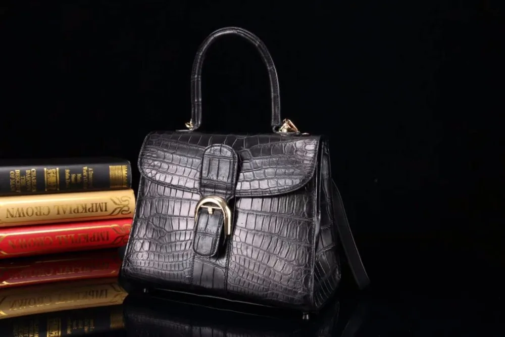 Hot selling style 100% Real/Genuine Crocodile belly Skin Leather tote shoulder bag medium size top handle cute women bag