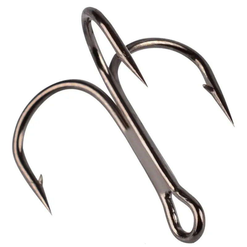 100 Pcs Fishing Treble Hook Carbon Steel Tackle Barbed Pike Flying 2/4/6/8/10#