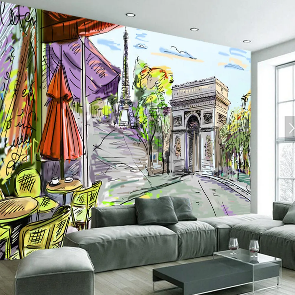 Paris Street Painting 3d wallpaper mural papel de parede,living room sofa TV wall children bedroom wall papers home decor