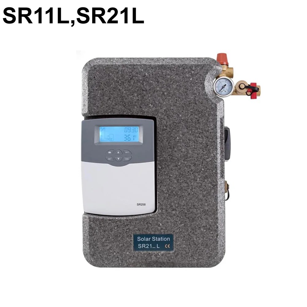 SR11L/SR21L Series Solar Hot Water Pump Station with Integrated Controller SR258 Max. permitted pressure 6 bar 1-20L/Min flow