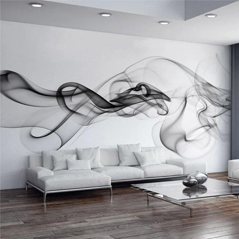 

Modern 3D Wall Mural Wall Cloth Black White Smoke Fog Art Design Wallpaper For Walls Living Room Gallery Backdrop Wall Coverings