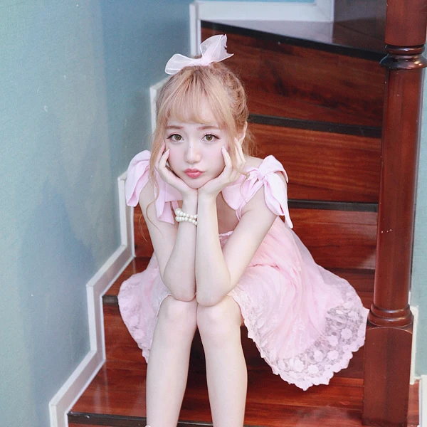 Princess sweet lolita dresses BOBON21 fairy style solid cute sleeveless dresses with mixed lace/flowers and bow D1370