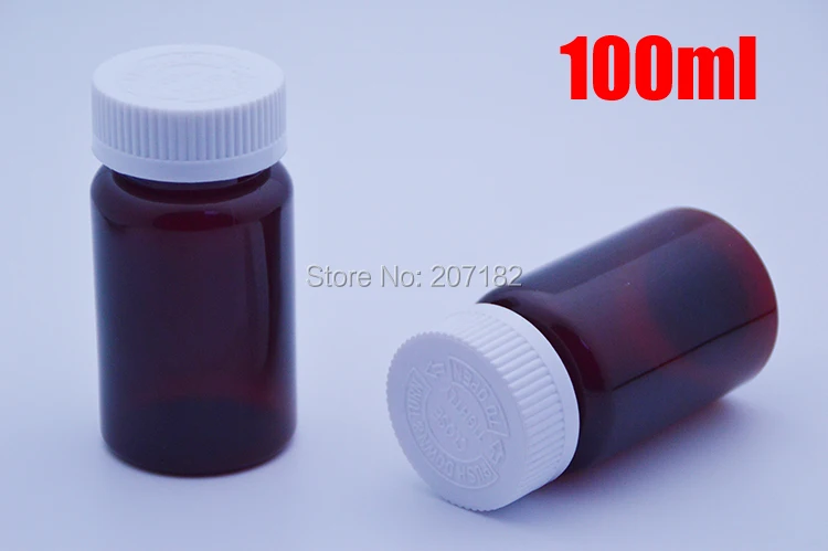 

100pcs 100ml Amber PET Child-proof Bottles,Capsules/Pills/Powder/Vitamin Plastic Bottles with White Color Screwing Lids