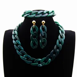 Acrylic Long Chain Necklace Bohemian Chunky Plastic Choker Collar Necklace Pendant For Women Bijoux Fashion Jewelry Accessories