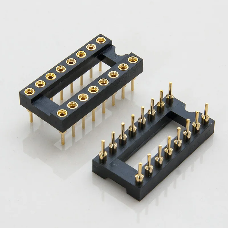 2PCS Gold Plated IC ซ็อกเก็ตบล็อก DIP8 DIP14 DIP16 DIP18 DIP20 DIP24 DIP28 DIP40 Pins ตัวเชื่อมต่อ DIP Socket 8P-40 Pin