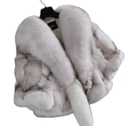 2023 autumn and winter fashion neckline fox fur coat trend personality lady fur poncho