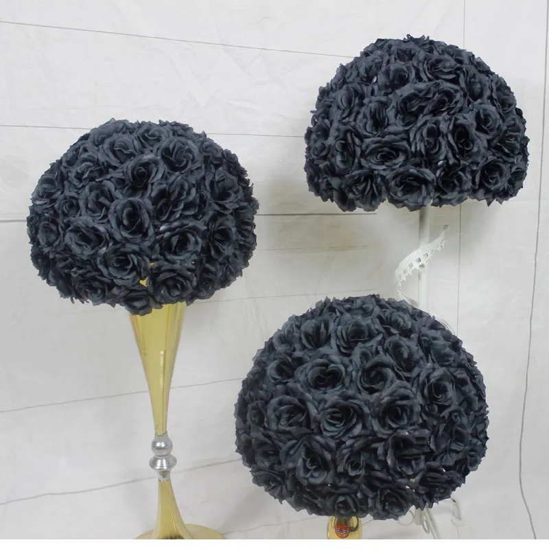 

SPR 10pcs/lot wedding road lead artificial flower ball BLACK wedding table flowers centerpiece flower balls decorations