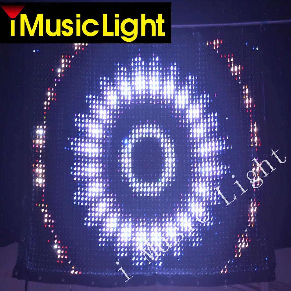 

P3 2Mx2M Tri RGB LED Vison Curtain LED Video Cloth With SD&DMX&PC controller for Stage DJ Pub Wedding Backdrops