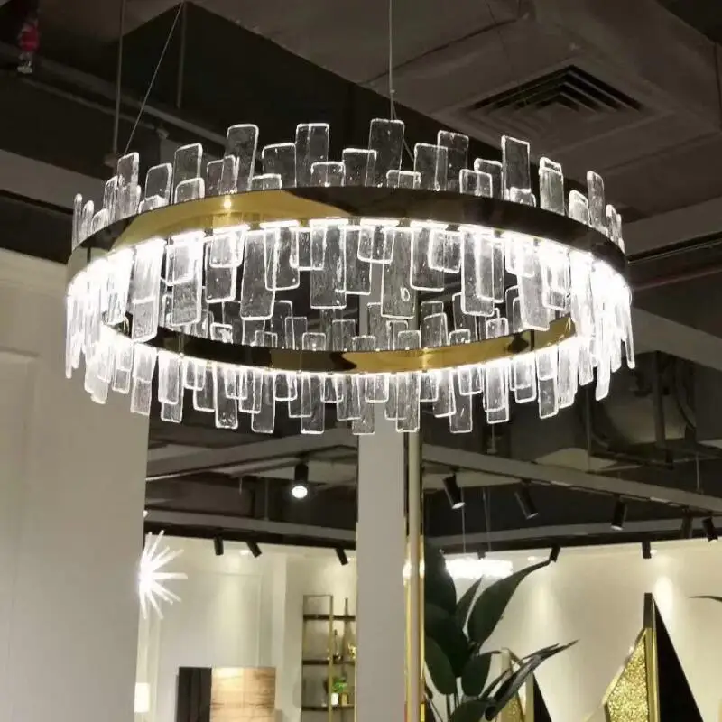 

Modern crystal chandelier gold luxury irregular handmade glass chandelier villa living room decoration lamp