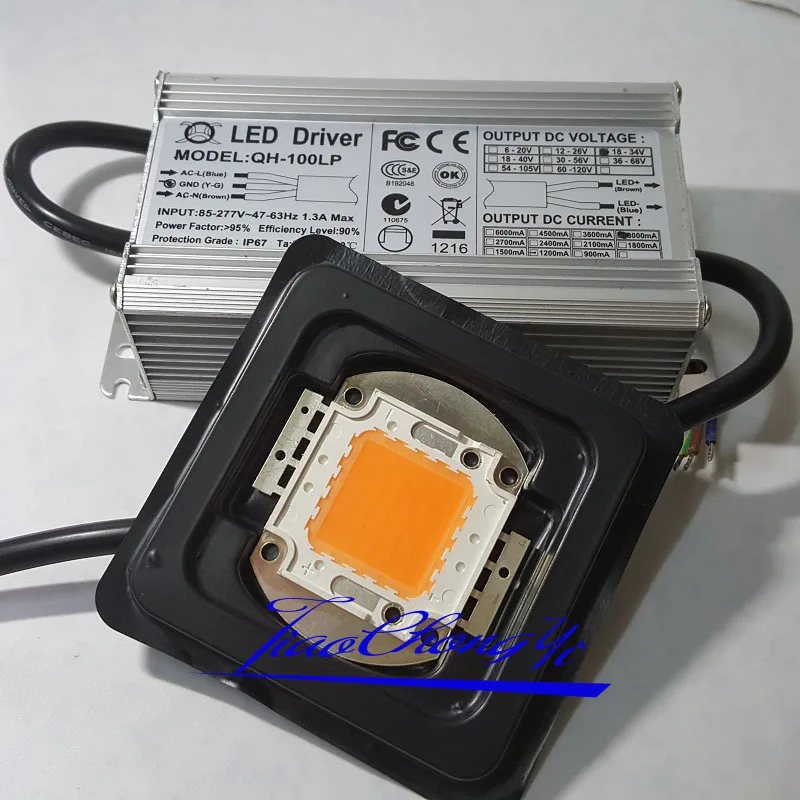 

Hot 100W 3A LED Driver waterproof + 100W full spectrum led grow chip 380-840nm DIY 30-36V Supporting the led power supply