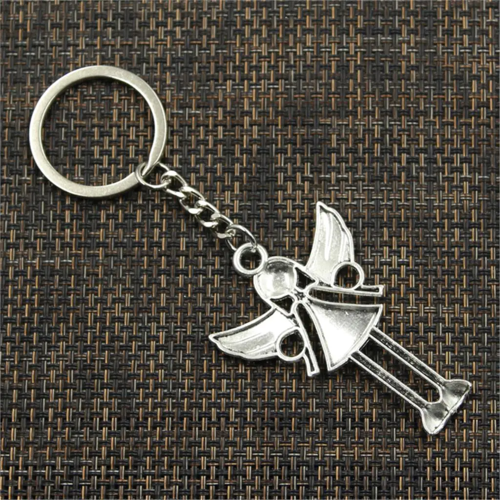 New Keychain 58x38mm Angel Pendants DIY Men Car Key Chain Ring Holder Keyring Souvenir Jewelry Gift