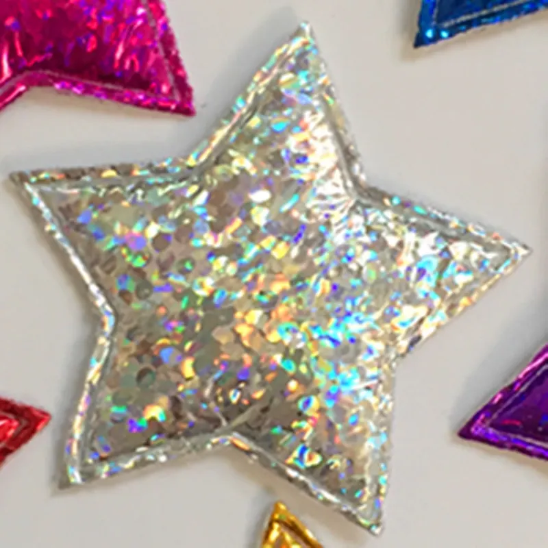 40PCS 29mm Padded Pretty Flashing Star Appliques Scrapbooking Craft Making Crafts A62-silver