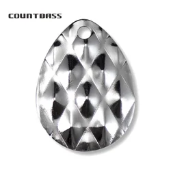 Countbass 50PCS Size 3-19x25.5mm Nickel Plating Steel Colorado Spinner Blades Diamond Pattern, DIY Spinner bait Fishing Lure