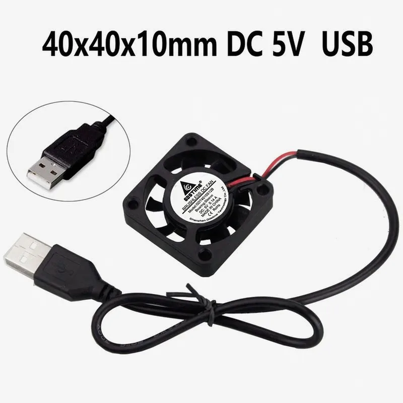 Gdstime 10pcs USB Connector 5V 40mm x 10mm 4010 9 Blades Mini Brushless DC Computer Case Cooling Fan 40x40mm