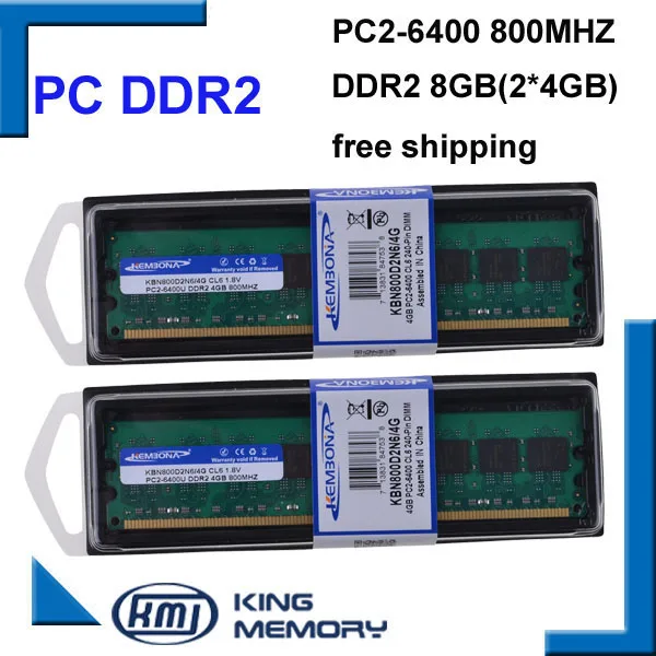 KEMBONA free shipping RAM DESKTOP PC DDR2 800Mhz 8GB (KIT of 2x4gb) ddr2 8g kit PC2-6400 only for A-M-D motherboard