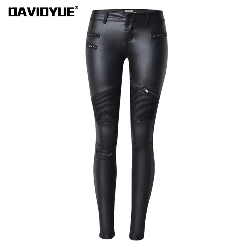 

2022 winter Sexy Women Pu Leather Black Pants Zipper Stretch Bodycon Ruched Patchwork punk clothes Women Pencil Long Pants White
