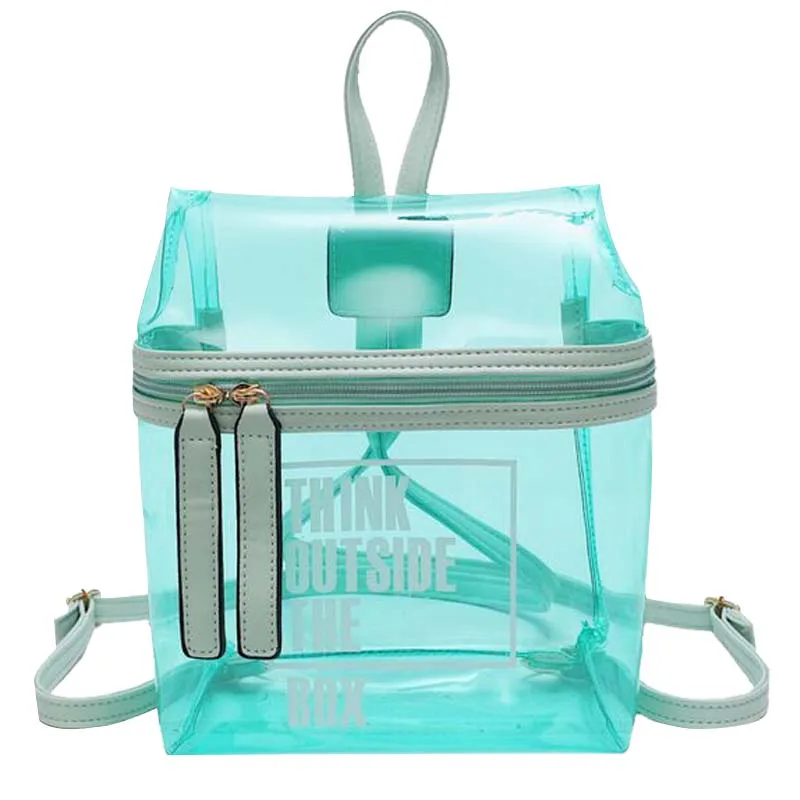 Korean Style Transparent PVC Backpack Women Bookbag Laser Women's Travel Backpack Clear Jelly Bag For Teenage Girls 165