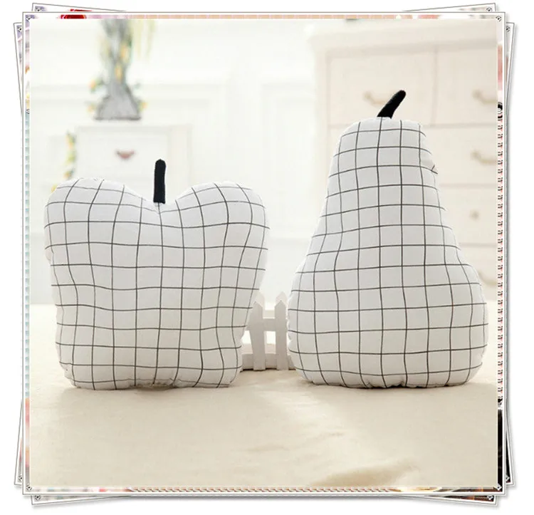 New Arrival big Fruit Pillow Grid Pear Pillow Lattice Apple Pillows Cushions Cotton Dolls & Stuffed Toys Decorative Pillow