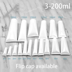 3ml-200ml White Plastic Soft Tube Cosmetic Container Facial Cleanser Hand Cream Shampoo Packing Squeeze Bottles