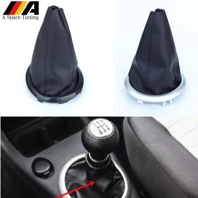 Black Leather Gear Shift Knob Lever Gaiter Boot Case for Suzuki Swift MK2 2005 2006 2007 2008 2009 2010 Dust Cover Collar Frame