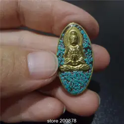 NBB106 Nepalese Handmade Beads capped Brass Golden Guanyin Amulet Charms